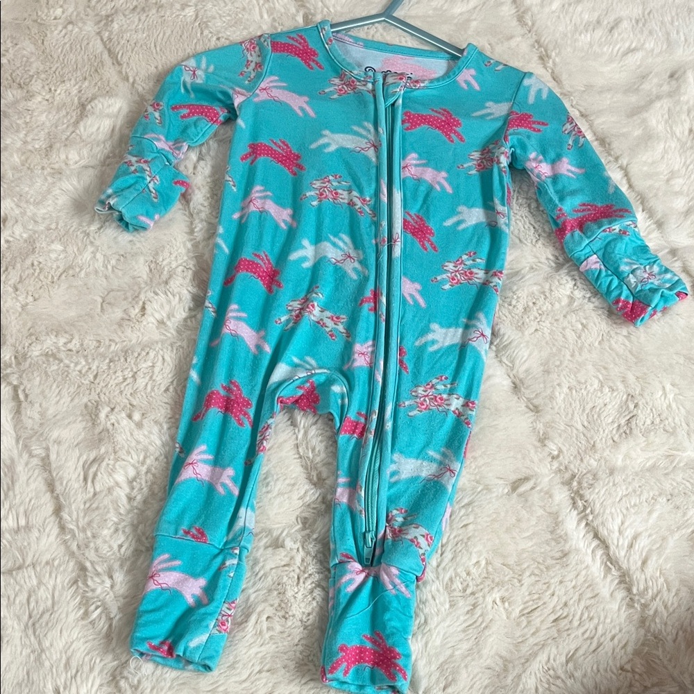 BAMBOO Aqua One Piece with Pink and White Accents